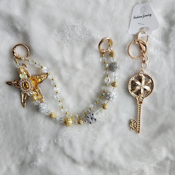 Gold and Silver Starfish Purse Charm Jewelry Chain And Keychain Bag Charm Chain - Picture 10 of 10